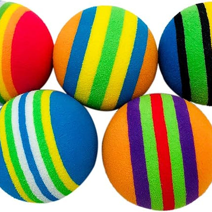 PET SHOW 15pcs 1.4" Interactive Cat Toy Balls for Indoor Cats Colorful Rainbow Soft Foam Kitten Toys Ball for Small Dogs Puppies Quiet Playing Stuff