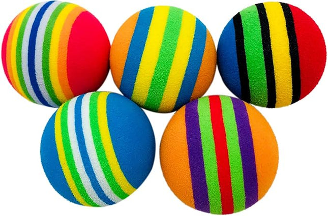 PET SHOW 15pcs 1.4" Interactive Cat Toy Balls for Indoor Cats Colorful Rainbow Soft Foam Kitten Toys Ball for Small Dogs Puppies Quiet Playing Stuff