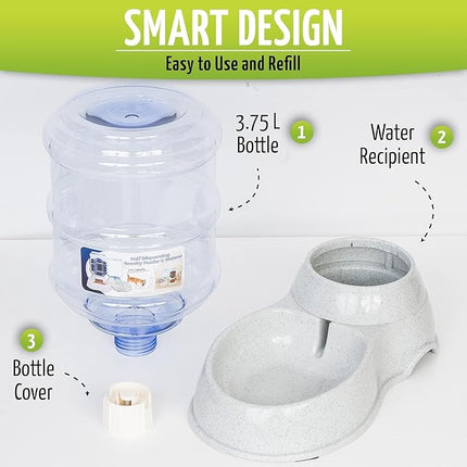 ZONETECH Pet Water Dispenser- Premium Quality Durable Self-Dispensing Gravity 3.7 Liters Capacity Suitable for Medium and Large-Sized Cats and Dogs