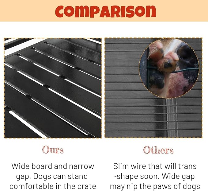 52 Inch Heavy Duty Dog Crate Indestructible and Escape-Proof Dog Crate Cage Kennel for Large/Medium Dogs Extra Large XL XXL with Wheels Removable Tray Double Door