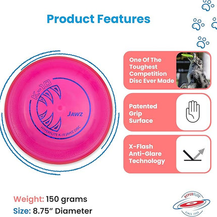 Hyperflite K-10 Jawz Pink Disc • for Dogs Over 16" • 8.75 Inch / 155 Grams • Puncture Resistant • Made in The USA
