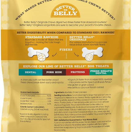 Better Belly Highly Digestible Rawhide Large Roll ChewS, 3 Count (Pack of 1)