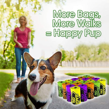 Bags On Board Dog Poop Bags - Strong, Leak Proof Dog Waste Bags - 9 x14 Inches, 315 Multi-Colored Bags