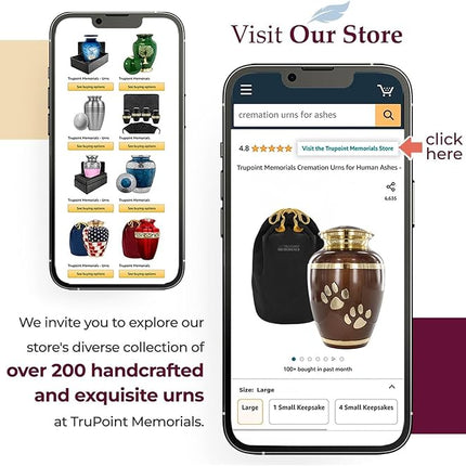 Trupoint Memorials Large Pet Urn for Dogs and Cats Ashes, Paws Print Brown Cremation Urns for Pets up to 122 lbs