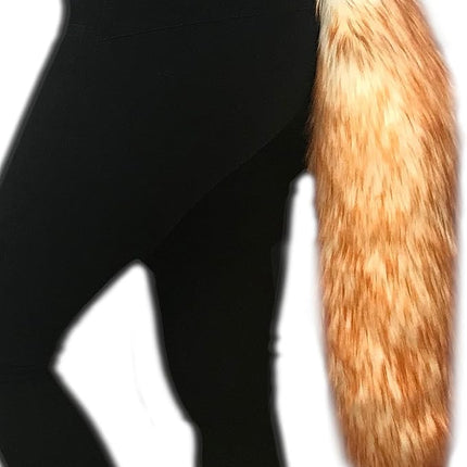 Handmade Faux Fur Tail for Kids and Adults, Luxury Animal Costume Accessory, Pet Play, Halloween (20", Candy Amber Orange)
