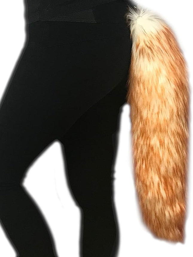Handmade Faux Fur Tail for Kids and Adults, Luxury Animal Costume Accessory, Pet Play, Halloween (30", Candy Amber Orange)