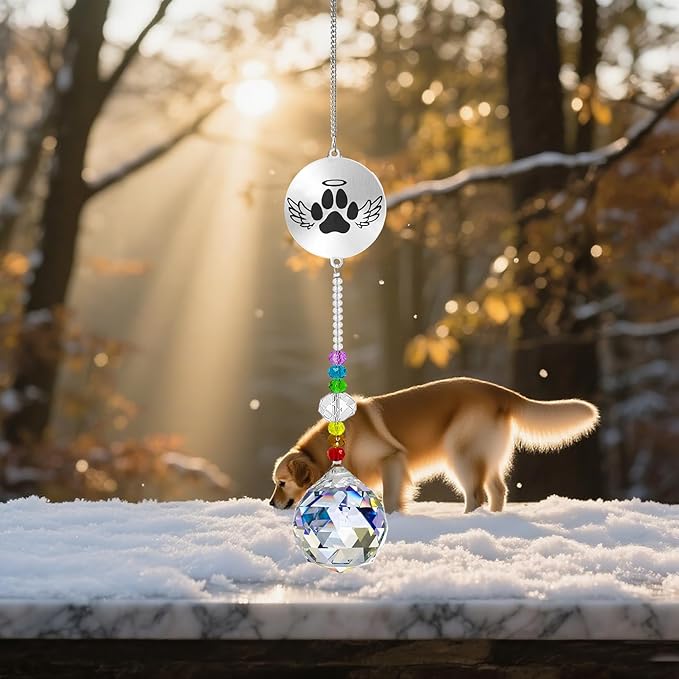 Dog Memorial Gifts for Loss of Dog, Pet Sympathy Gifts Crystal Window Suncatcher,Bereavement Memorial SunCatcher,Remembrance Pet Passing Away Loss(B)