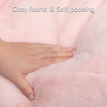 Hollypet Fluffy Plush Pet Cat Couch Soft Calming Pet Sofa Beds for Medium Small Cats and Dogs, Pink