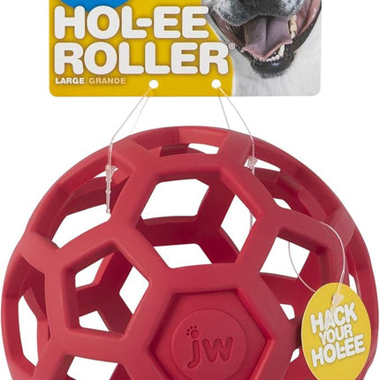 JW Pet Hol-ee Roller Dog Toy Puzzle Ball, Natural Rubber, Large (5.5 Inch Diameter), Colors May Vary
