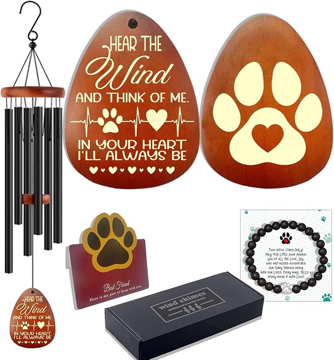 Dog Memorial Gifts, 26" Pet Memorial Wind Chime, Gifts for Loss of Dog, Dogs Wind Chimes, Pets Loss Passing Away Remembrance Bereavement Gift, Sympathy Gifts of Pet