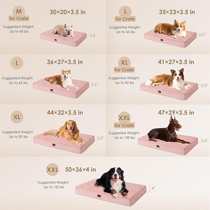 EHEYCIGA Orthopedic XL Dog Beds for Extra Large Dogs with Removable Washable Cover, Pink, 44x32