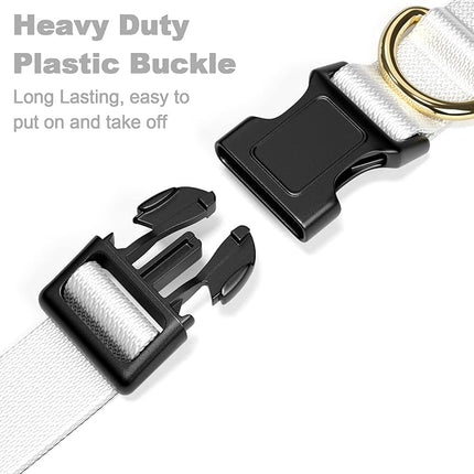 Rnivvi Dog Collar for Small Dogs, Classic Heavy Duty Adjustable Puppy Collar with Quick Release Buckle for Boy Girl & Female,Pet Accessories for Walking Running Training, S Length 3/4" Width, White
