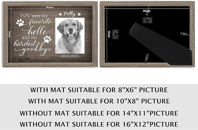 Custom Pet Memorial Gifts for Loss of Dog Cat, Personalized Pet Photo Canvas with Frame for Pet Dog Cat Lovers, Wall Art Home Decor with Name and Text, Customized Pet Loss Sympathy Gifts