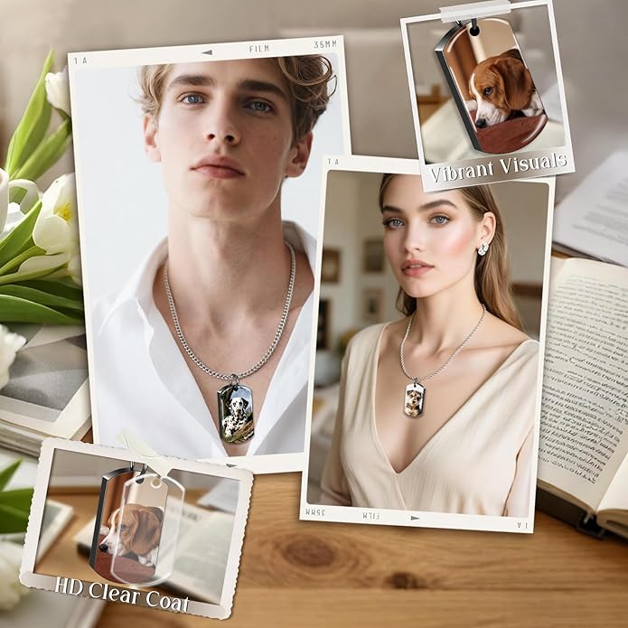 Custom Pet Necklace, Personalized Dogs Necklaces for Women, Dogs Remembrance Jewelry, Picture Necklace Personalized Photo, Customized Dog Memorial Gifts for Loss of Dog