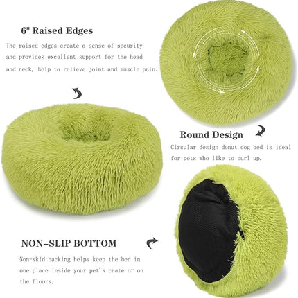 Calming Small Dog Bed - Anti-Anxiety, Machine Washable, Fluffy Luxury, Anti-Slip, Waterproof, Warming, Cozy Soft, Round