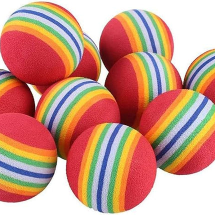 12 Pack 2 Color Rainbow Cat Toy Balls Soft EVA Foam Interactive Indoor Kittens Favorite Toys 1.38" Dia. Small Dogs Puppies Toy Balls Bulk Activity Chase Quiet Play Sponge Ball