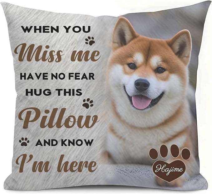 Personalized Pet Memorial Throw Pillow with Picture Dog Memorial Gifts for Dogs Loss of Dog Sympathy Gift Dog Bereavement Remembrance Picture Pillow (Style C)