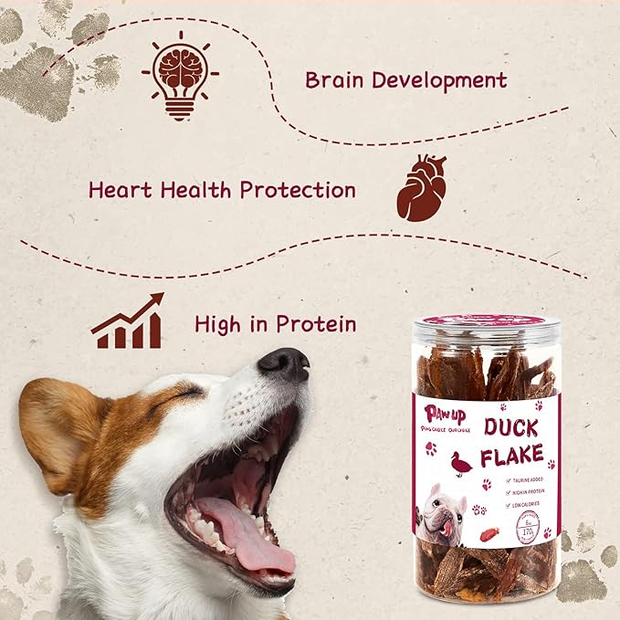 Dog Treats Jerky Duck Crisp Flakes, 1% Taurine Added, 6oz (170g), Duck Jerky Chip Flakes, High Protein Dog Training Rewards, Rawhide-Free, Gluten-Free