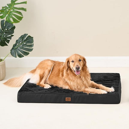 EHEYCIGA Waterproof Dog Bed Orthopedic 47"x29", Memory Foam Pet Bed for XXLarge Dog Bed, Washable Pet Mat with Removable Cover, Black