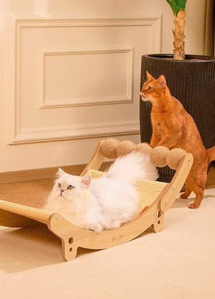 Cat Scratcher Sisal Cat Bed with Ball Toy Large Hammock Cat Scratchers for Indoor Cats Adults Scratching Board for Cat Scratch Pad Furniture Protector Lounger