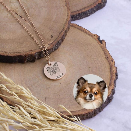 LONAGO 925 Sterling Silver Custom Dog Cat Portrait Photo Necklace Personalized Pet Engraved Picture Pendant Memorial Gift Name Jewelry for Women Mom