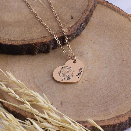 LONAGO 925 Sterling Silver Custom Dog Cat Portrait Photo Necklace Personalized Pet Engraved Picture Pendant Memorial Gift Name Jewelry for Women Mom