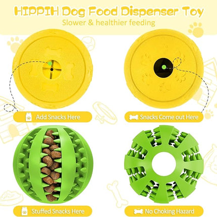 Dog Puzzle Toy 2 Pack, HIPPIH Interactive Dog Toys for Treat Dispensing, Durable Puppy Toys for Teething Small Dogs, Dog Treat Ball for Teeth / Slow Feeder/ IQ Training/ Playing