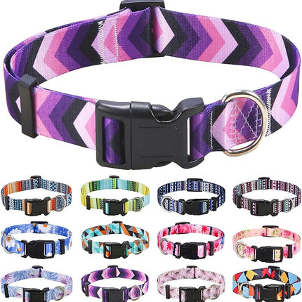 Dog Collar Set with Bohemia Floral Tribal Geometric Patterns - Soft Ethnic Style Collar Adjustable for Small Medium Large Dogs(Purple Arrow,XS)