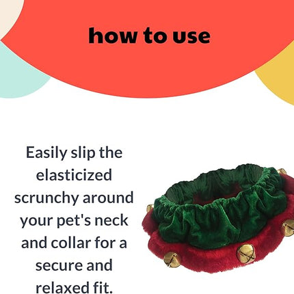 Huxley & Kent Ruff Pet Scrunchy | Elf (Extra-Small) | Festive Christmas/Holiday Neckwear for Dogs/Cats | Fun Stretchable Costume Accessory | Soft Collar with Bells