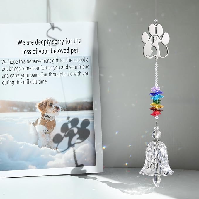 Pet Memorial Suncatcher, Dog Memorial Gifts, for Pet Loss and Pet Sympathy, Thoughtful Bereavement Remembrance Gifts for Dogs and Cats