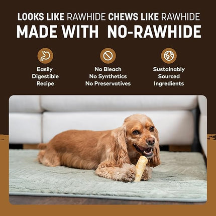 Earth Animal No Hide Chews - Long Lasting Rawhide Free Small Dog Chews Rolls, Venison - 6 Count