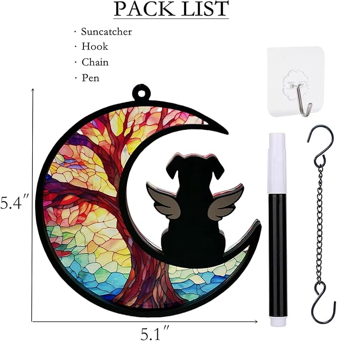 Ettonsun DIY Dog Angel Memorial Sun Catcher, Memorial Gifts for Loss of Dog Sympathy Gift, Pet Memorial Gifts for Dogs(B)