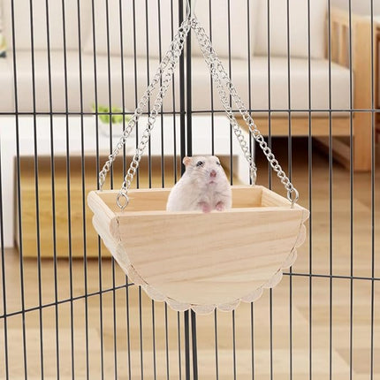 Hypeety Wooden Hamster Swing Toy for Dwarf Hamster Gerbil Rat Mouse Mice Small Animla Cage Perch Stand Toy