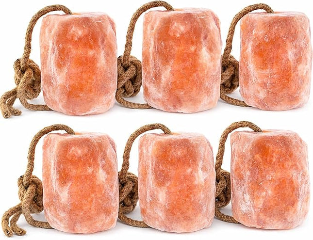 UMAID Himalayan Salt Lick 3 lbs On Rope for Horse, Deer, Goat, and Livestock Animals - Himalayan Salt Block 6 Pack