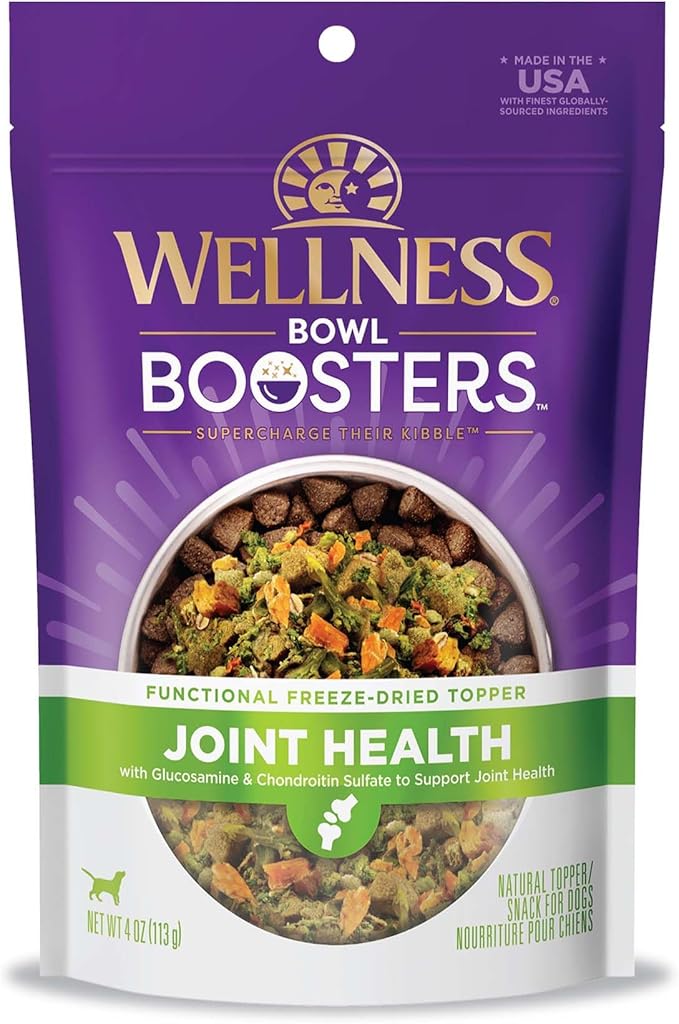 Wellness Bowl Boosters, Dog Food Topper for Small, Medium, & Large Breeds, Grain Free, Natural, Freeze Dried, Joint Health Chicken, 4 Ounce Bag (Pack of 1)