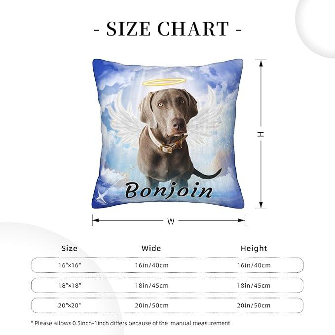 Funnylife Personalized Pet Memorial Throw Pillow with Photo Pet Memorial Gifts for Dogs Cats Loss of Dog Sympathy Gift Dog Bereavement Remembrance Picture Pillow
