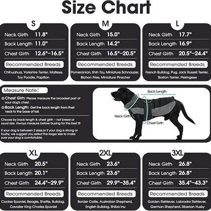 QBLEEV Warm Dog Jacket - Reflective, Adjustable Winter Coat with Turtleneck for Cold Weather, Waterproof Fleece Snowsuit for Small, Medium, Large Dogs