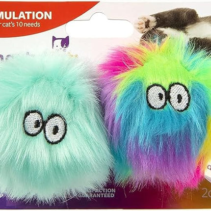 SmartyKat (2 Count) Fuzzy Friends Plush Catnip Ball Cat Toys - Rainbow/Turquoise, 2 Count