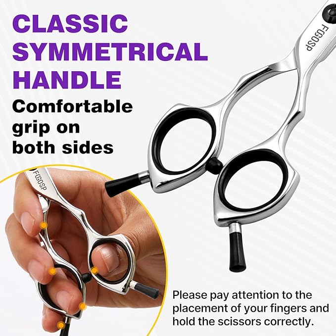 Straight Dog Grooming Scissors 7.5 in Professional Dog Hair Scissor Trimming Dogs Pet Cat Shears Japan 440C Symmetric Handle Light Weight for Cutting Body Leg Hairs(7.5)