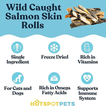 hotspot pets Freeze Dried Salmon Skin Sticks for Cats & Dogs - Reasealable 1lb Big Bag Single Ingredient All Natural Omega 3 Benefits, Salmon Sticks- Perfect for Training, Topper or Snack