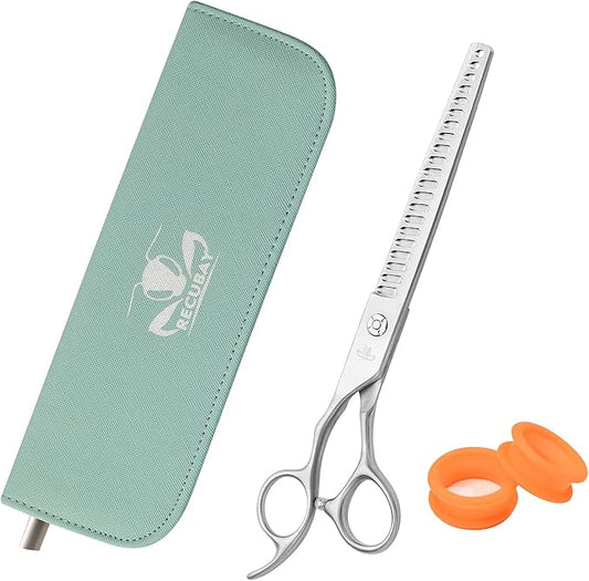 Left Handed Matte Deluxe Dog Grooming Scissors Great Grooming Shears for All Breeds,Design For Professional Groomer. (21T Blender Lefty)