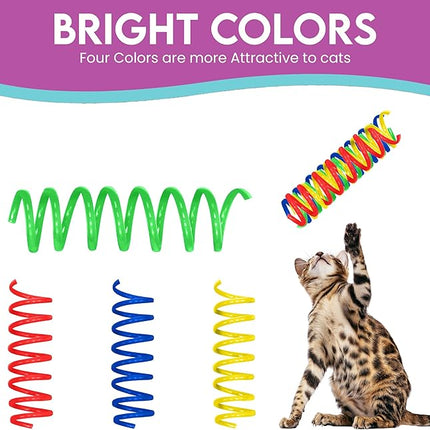 SPOT Colorful Springs Cat Toys – 3" Bouncy Coils for Indoor Cats & Kittens to Swat, Chase & Bite, Safe Lightweight Plastic, Interactive Enrichment Toys, 10-Pack Multi-Color