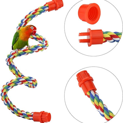 Bird Rope Perches for Parrots, Cockatiels, Parakeets, Budgie Cages Comfy Birds Colorful Rope Toy (31.5inch Plastic nut)