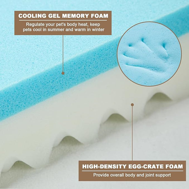 XL Orthopedic Gel Memory Foam Dog Bed, Washable Dog Bed with Removable Cover, Waterproof Non-Slip Bottom Big Pet Bed Couch