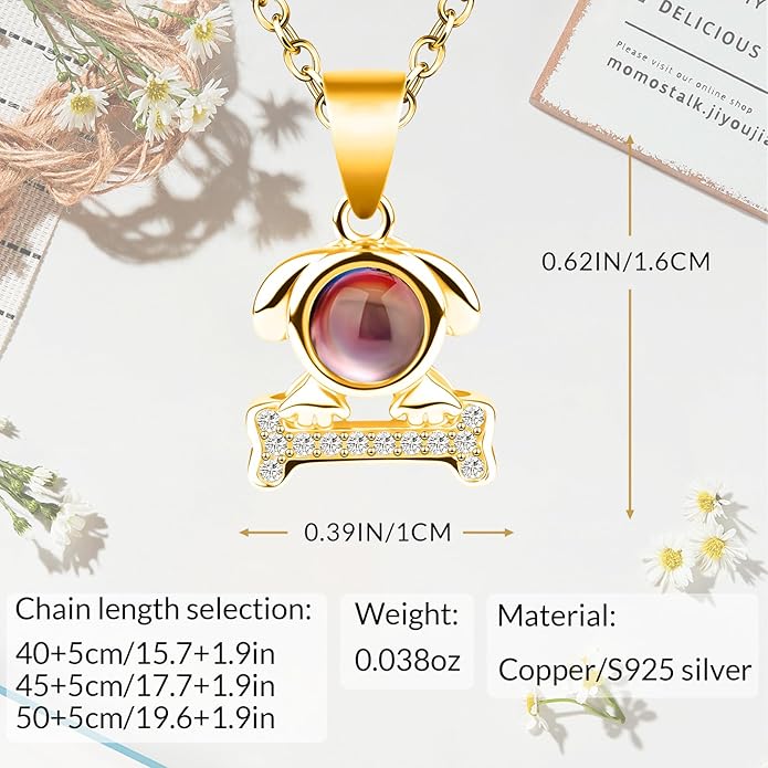 Personalized Picture Necklace with picture inside Custom Projection Necklace Cat/Dog Paw Print Pet Memorial Necklaces for Pet Lovers, Photo Gifts for Anniversary Dog Lovers