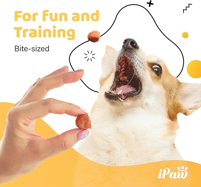 iPaw Chicken Tots Dog Treats for Puppy Training, All Natural Human Grade Dog Treat, Hypoallergenic, Easy to Digest (Chicken Tots), 2 Packs