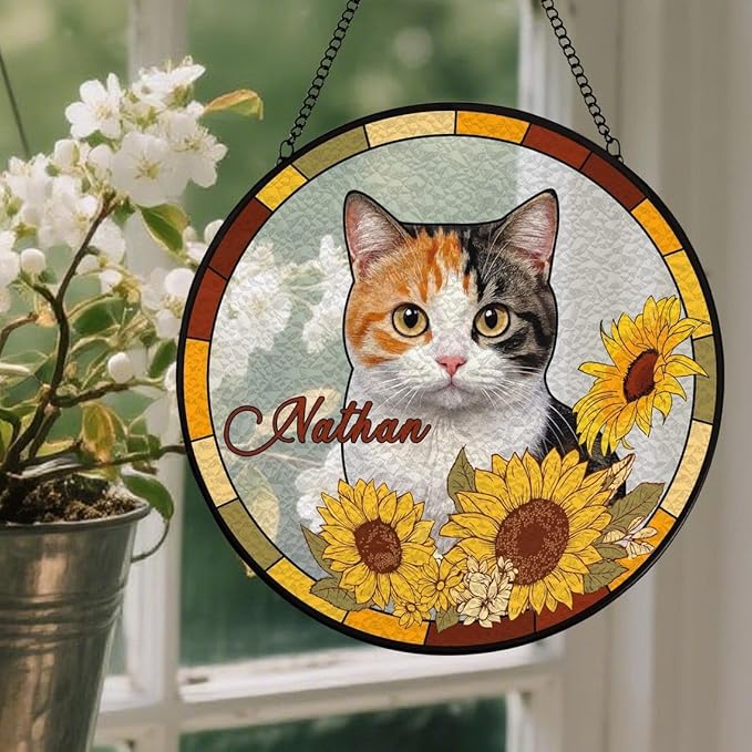 Custom Dog Portrait Stained Glass Suncatcher, Pet Memorial Stained Glass Photo Suncatcher, Staineds Glass Dog Memorial, Loss of Dogs Sympathy Gift Personalized, Pet Loss Gifts /10