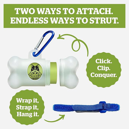 Pogi's Dog Poop Bag Dispenser with Metal Carabiner Clip - Includes 15 Pogi's Poop Bags for Dogs