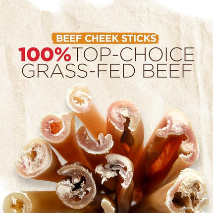 Natural Farm Bully Cheek Stick, 10-12 Inch (12-Pack)- Best Bully Stick Alternative, 100% Natural Beef Cheeks for Dogs- High Protein, Cleans Teeth Treats, Long Lasting Beef Chews for All Dog Sizes