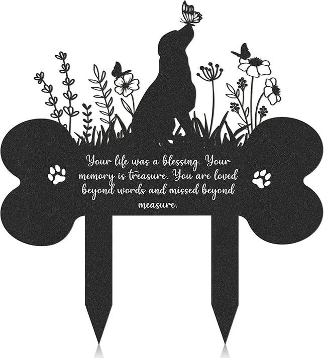 Pet Grave Markers Dog, Metal Dog Memorial Garden Markers Decorations for Cemetery, Pets Waterproof Grave Stakes Plaque Pet Headstone Garden Memorial Graves(13.4 x 12 in)